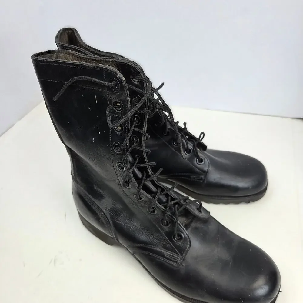 Vintage 1971 USGI Combat Boots 10R Black Leather Vietnam Era Ro-Search Sole